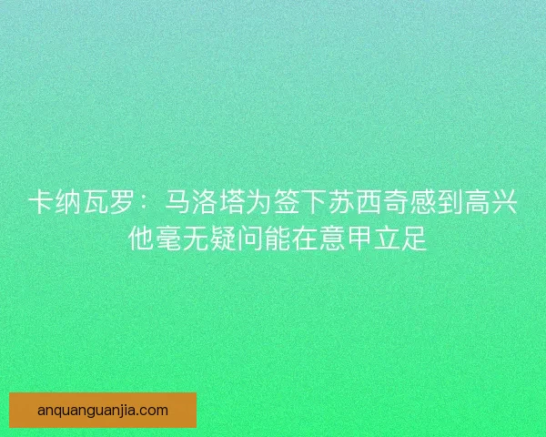卡纳瓦罗：马洛塔为签下苏西奇感到高兴 他毫无疑问能在意甲立足